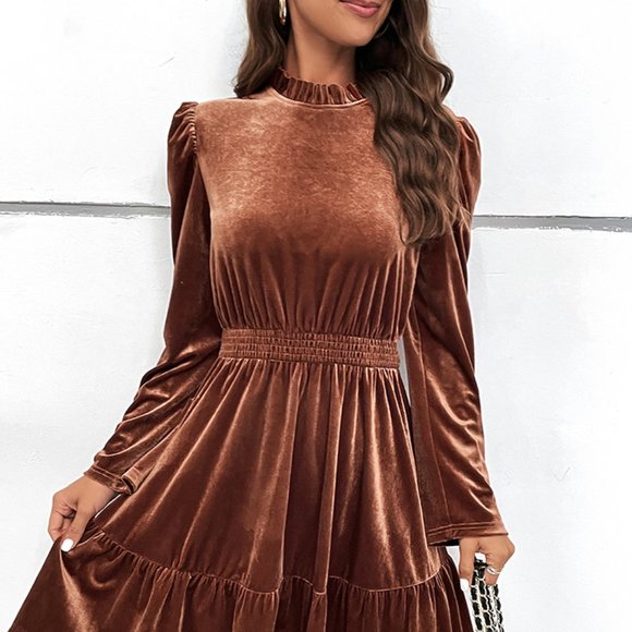 Smocked Waist Long Sleeve Dress - Picture 2 of 8